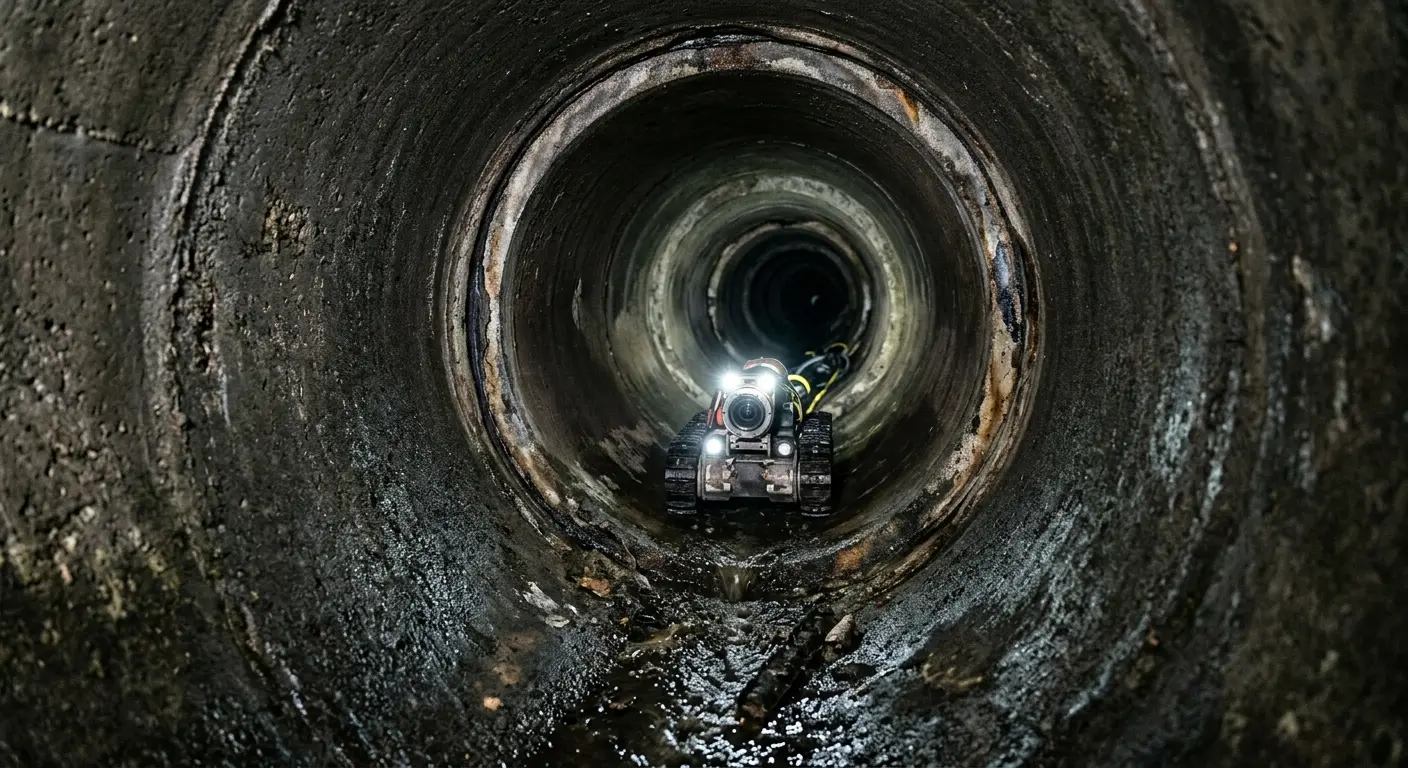 Robotic sewer camera inspecting pipe interior for Sewer Line Repair in Fox Crossing